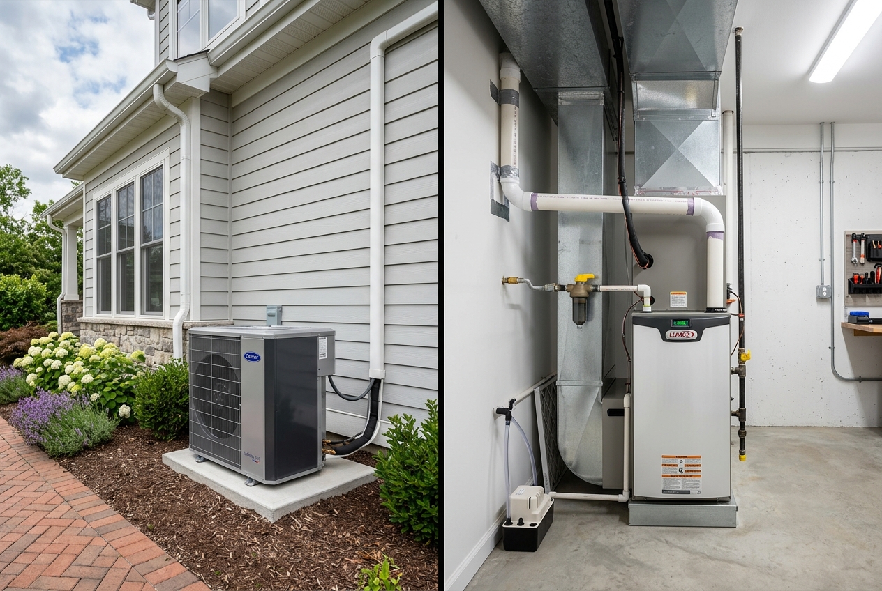 Heat pump and furnace comparison for residential HVAC