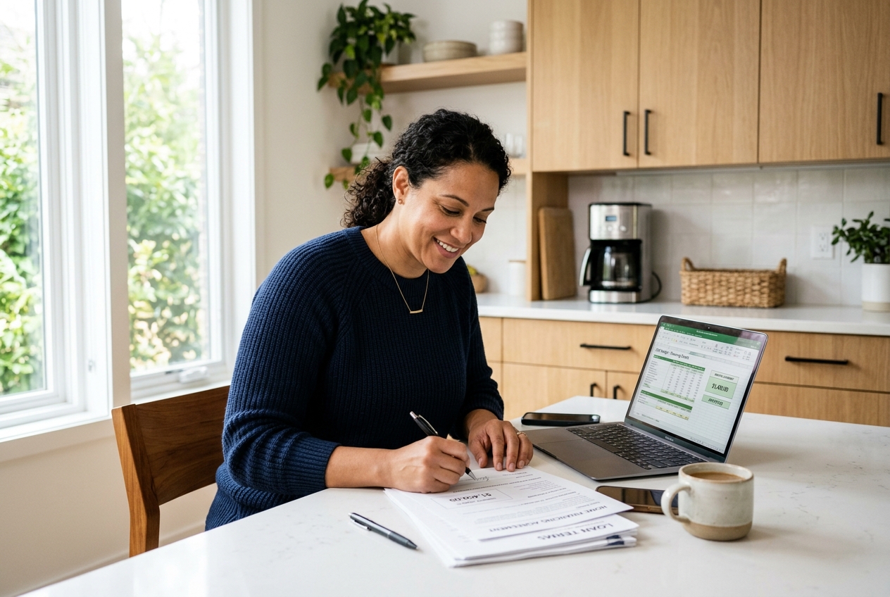 Homeowner reviewing HVAC financing options on laptop
