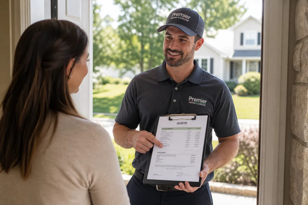Contractor consulting with homeowner
